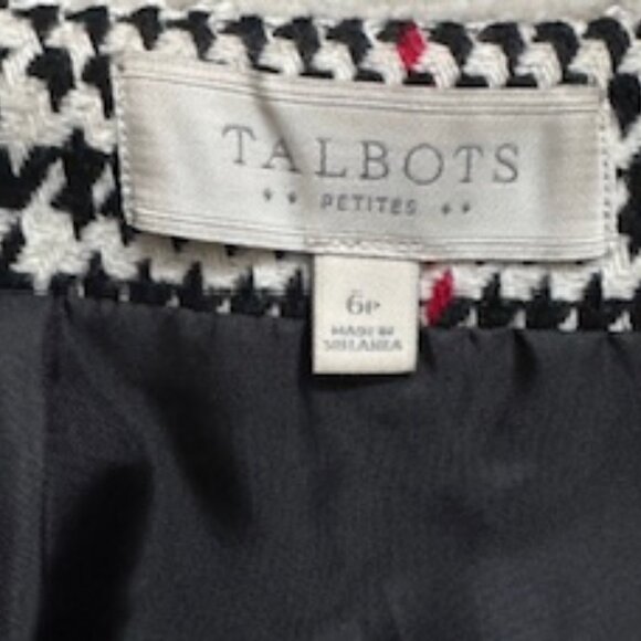 Talbots | Classic Black & White Plaid Skirt Sz 6P - Picture 3 of 3